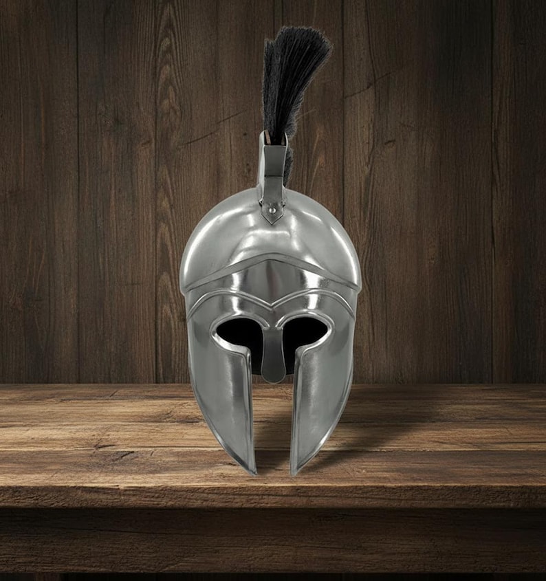 New Corinthian Helmet — Warrior Medieval with Wooden Stand view 17