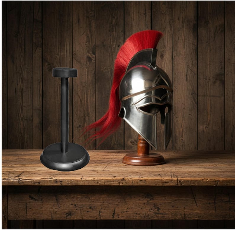 New Corinthian Helmet — Warrior Medieval with Wooden Stand view 20