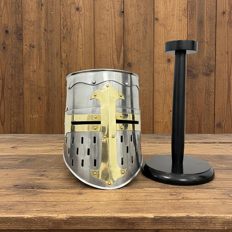 Black Knight Helmet with Wooden Stand — Collectible view 5