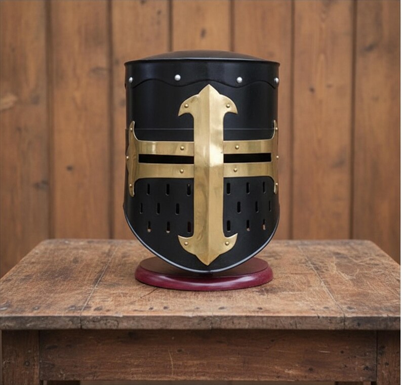 Black Knight Helmet with Wooden Stand — Collectible view 8