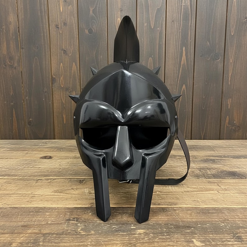 Black Gladiator Helmet with Display Stand view 2