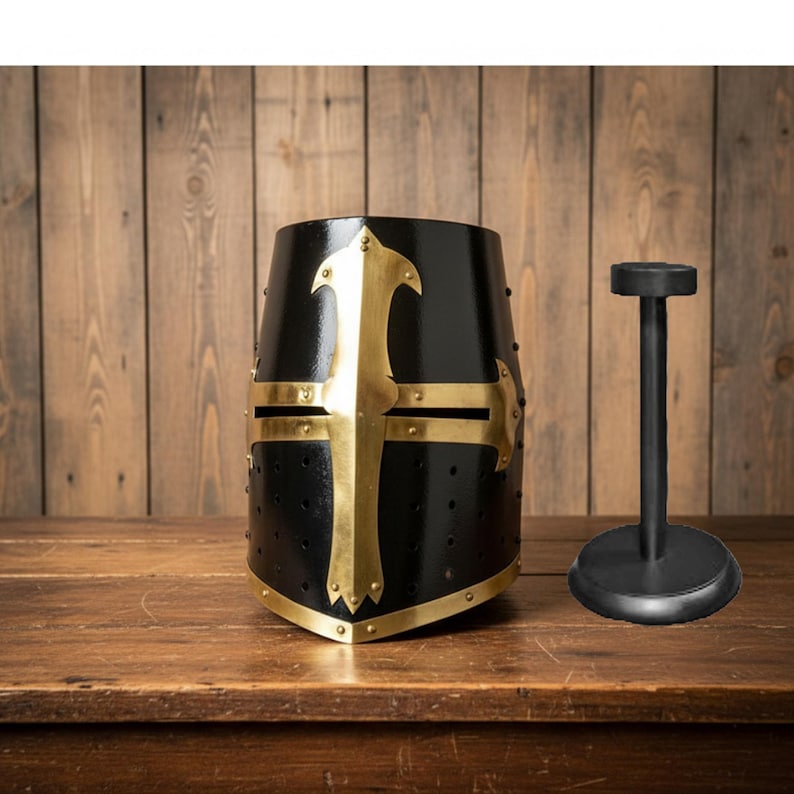Crusader Helmet — Brass Trim Knights Templar Reenactment view 2