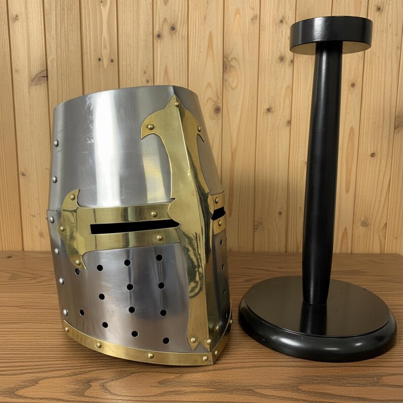 Crusader Helmet — Brass Trim Knights Templar Reenactment view 6