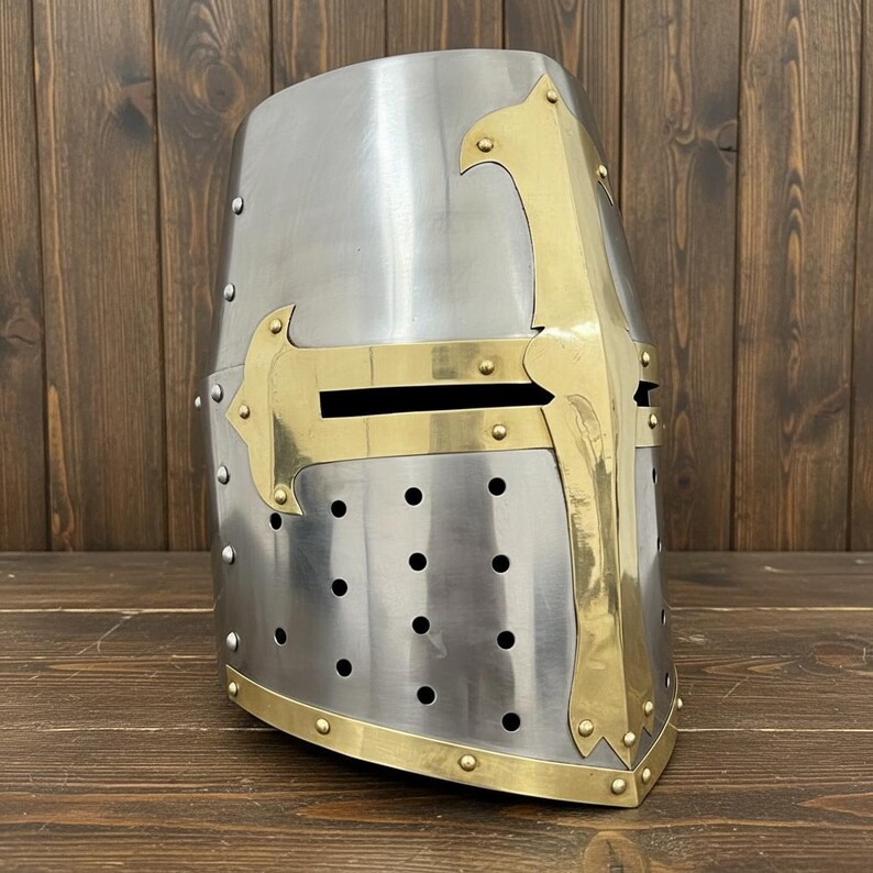 Crusader Helmet — Brass Trim Knights Templar Reenactment view 7