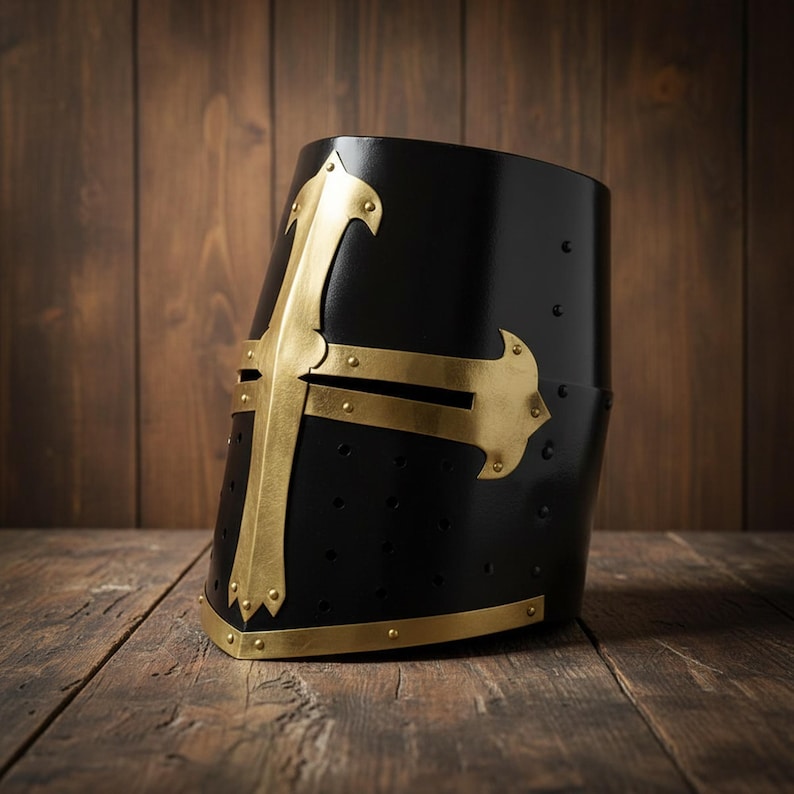 Crusader Helmet — Brass Trim Knights Templar Reenactment view 9