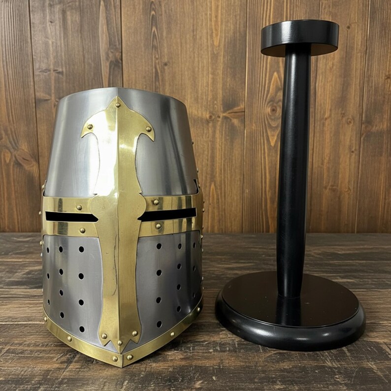 Crusader Helmet — Brass Trim Knights Templar Reenactment view 14