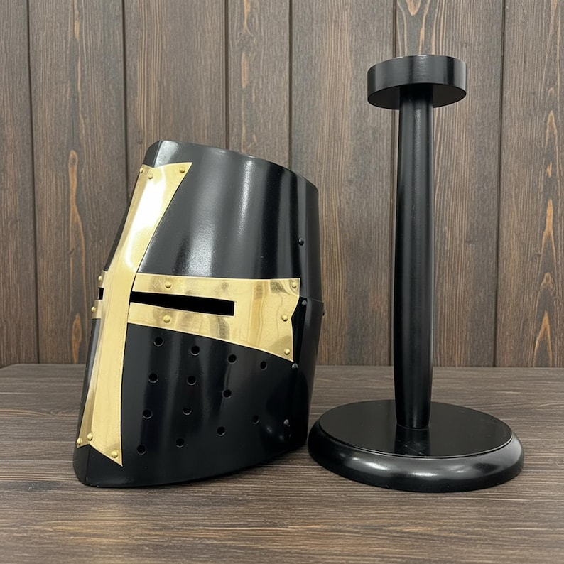 Medieval Crusader Helmet — Templar Warrior with Stand view 6