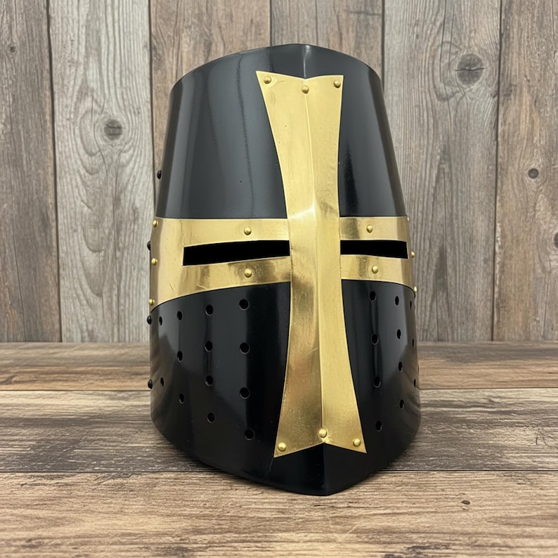 Medieval Crusader Helmet — Templar Warrior with Stand view 8