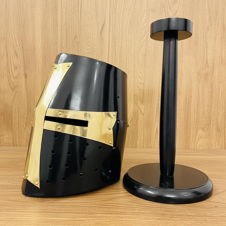Medieval Crusader Helmet — Templar Warrior with Stand view 9