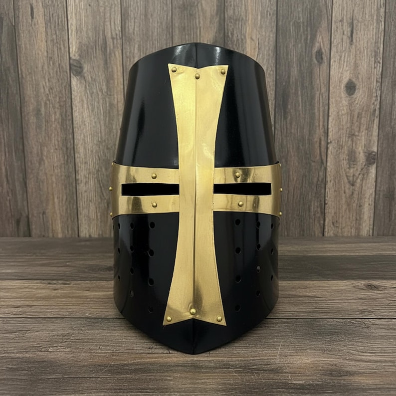 Medieval Crusader Helmet — Templar Warrior with Stand view 10