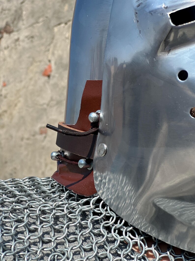 Pig Face Bascinet Helmet with Visor and Chainmail view 4