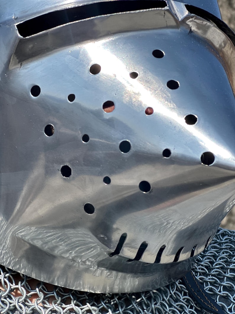 Pig Face Bascinet Helmet with Visor and Chainmail view 5