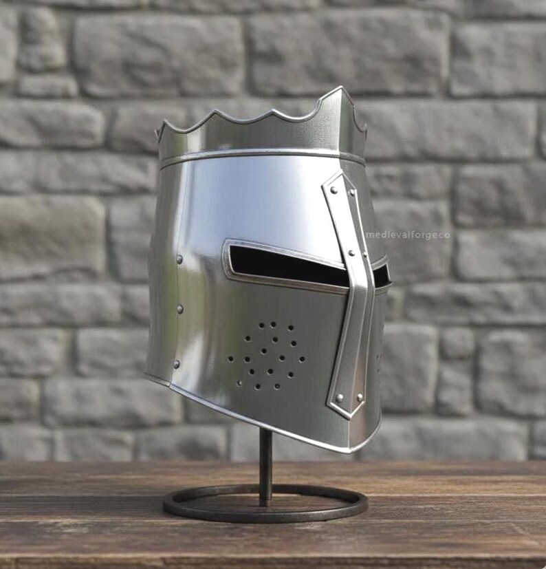 Crusader Steel Knight Helmet — Wearable Chainmail view 2