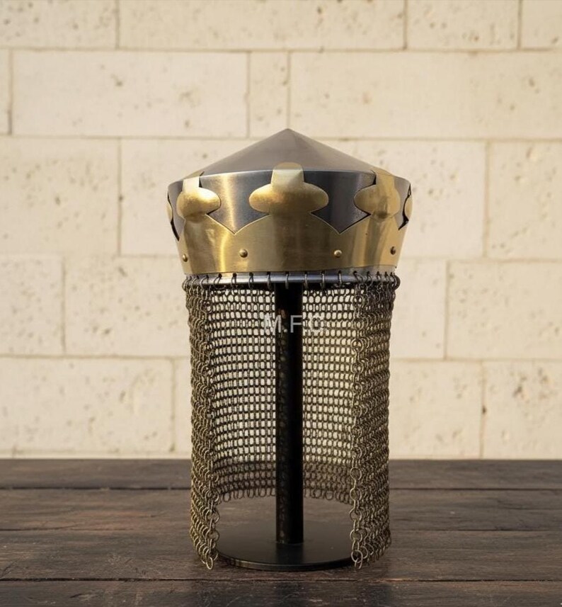 Crusader Crown Helmet with Chainmail — Brass Knight view 4