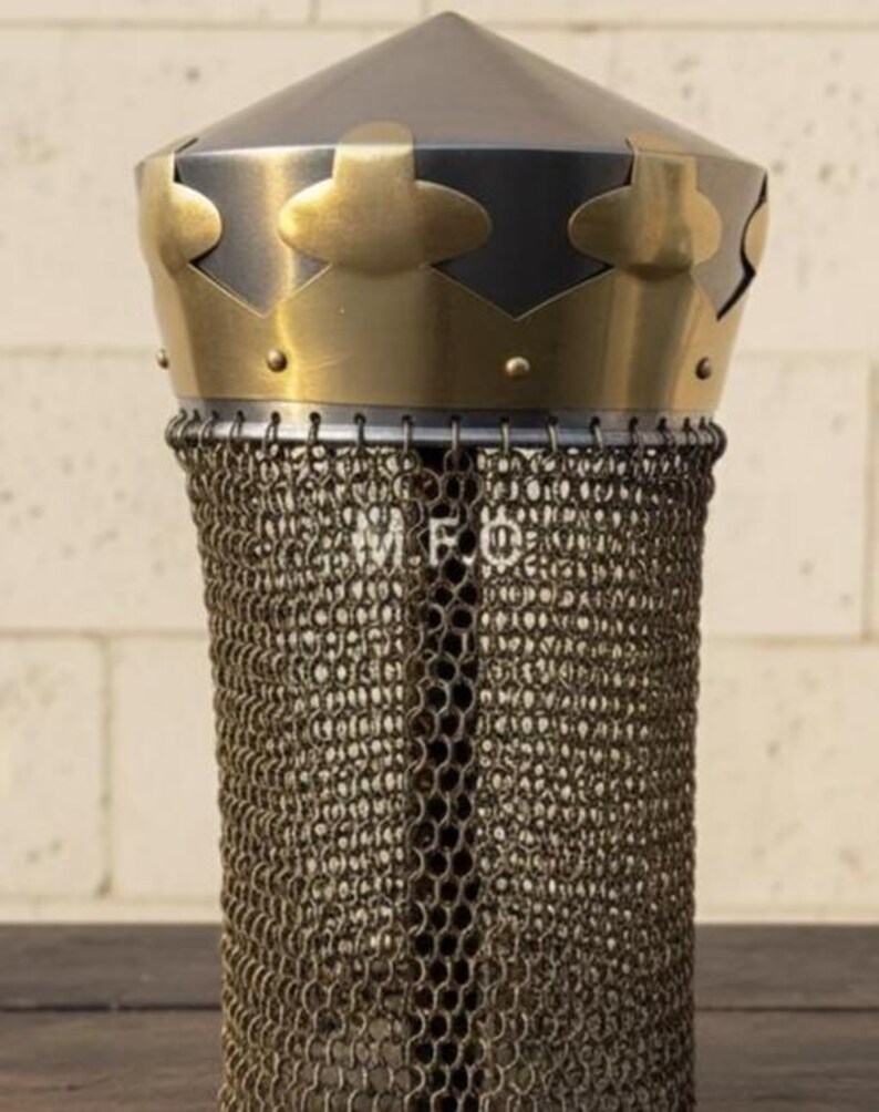 Crusader Crown Helmet with Chainmail — Brass Knight view 5