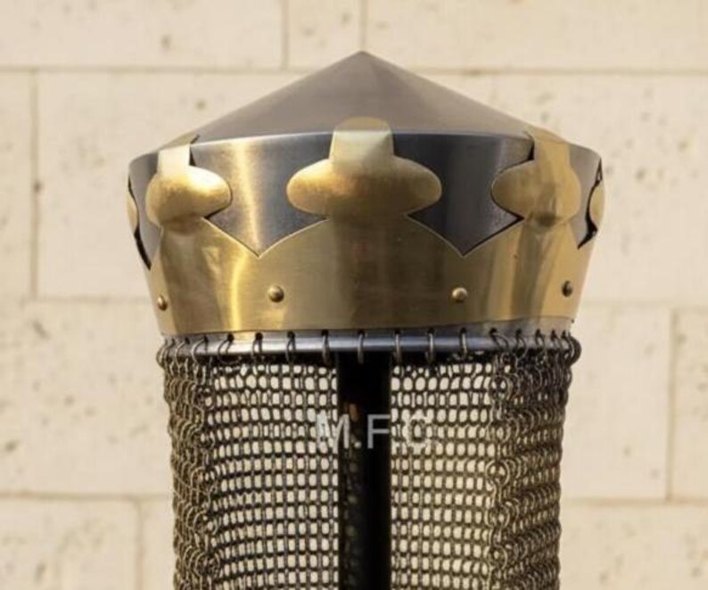 Crusader Crown Helmet with Chainmail — Brass Knight view 6