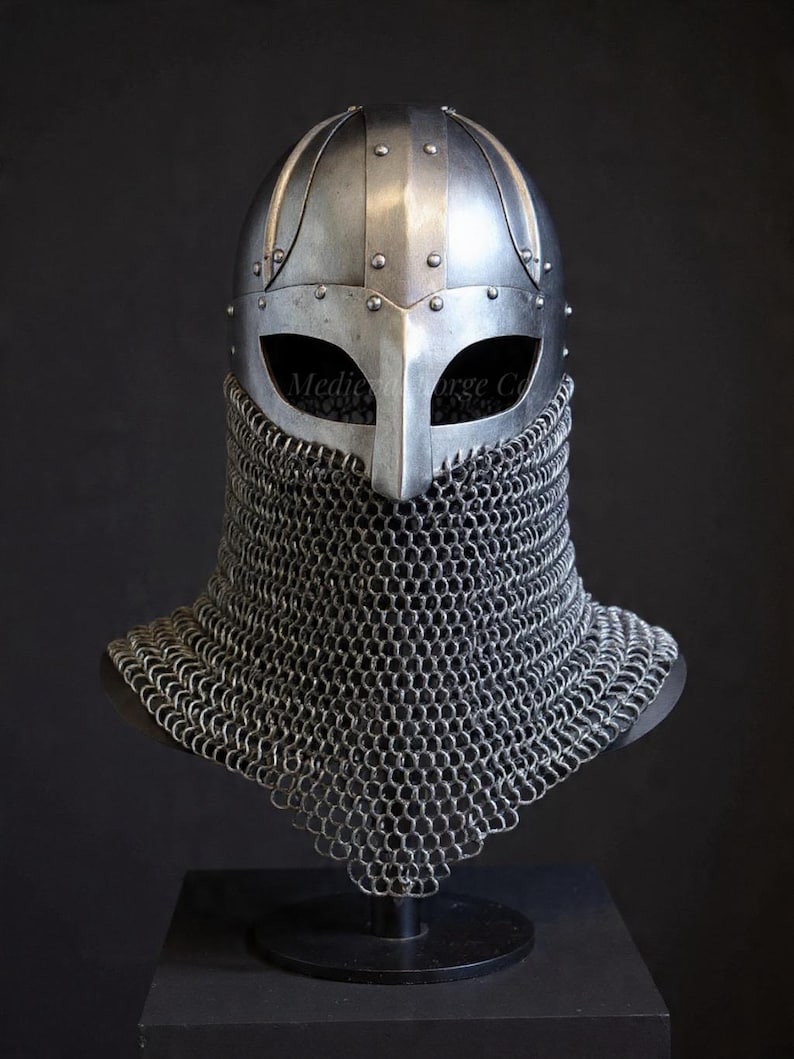 Wearable Knight Helmet with Chainmail — Viking Adult view 2