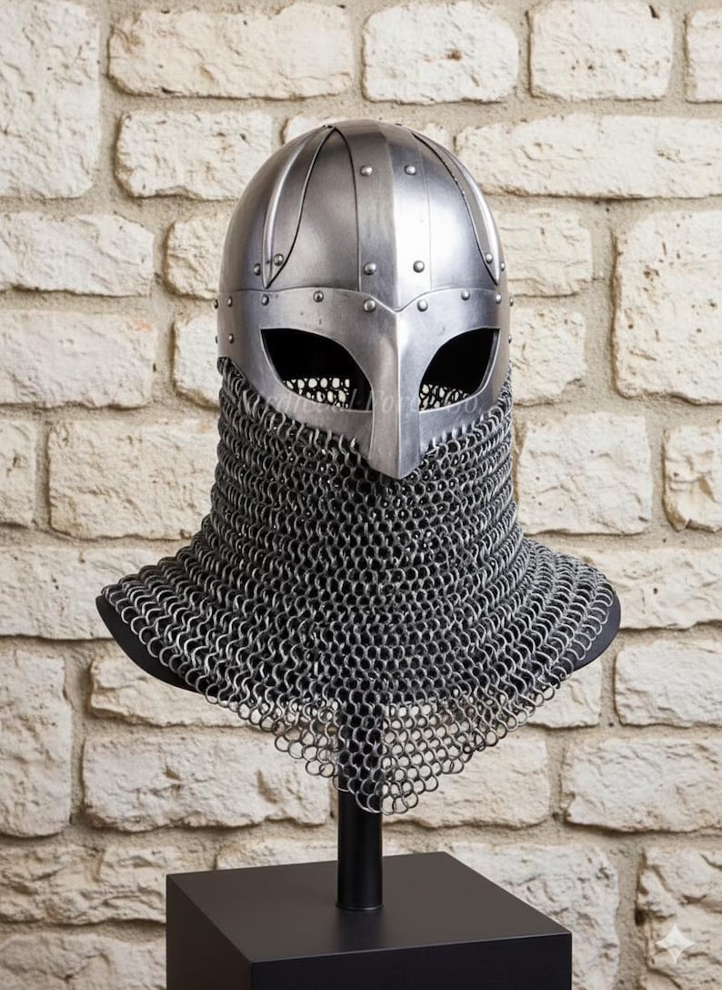 Wearable Knight Helmet with Chainmail — Viking Adult view 5