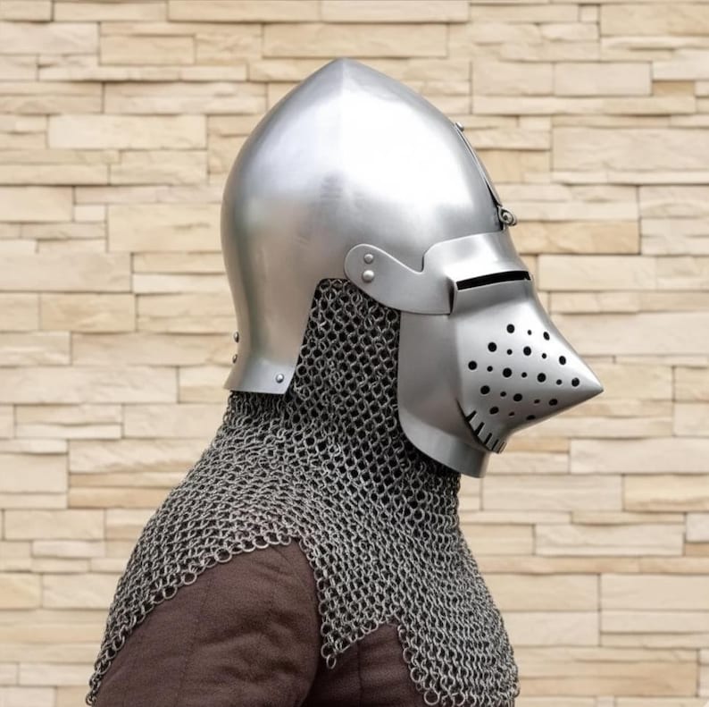 Hounskull Bascinet Helmet — Pig-Faced Knight Chainmail view 3