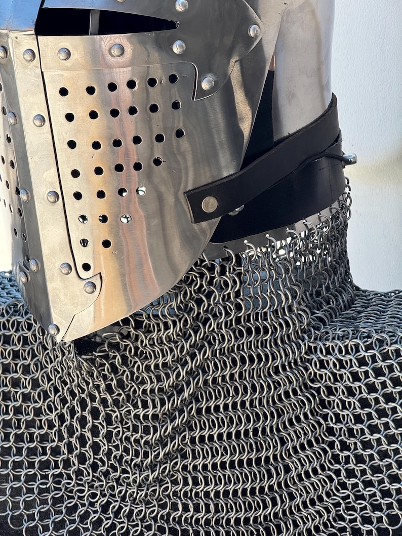 Medieval Chainmail Coif Helmet — Crusader Knight view 3