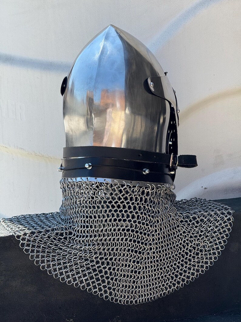 Medieval Chainmail Coif Helmet — Crusader Knight view 5