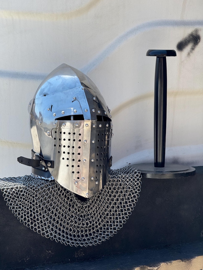 Medieval Chainmail Coif Helmet — Crusader Knight view 8