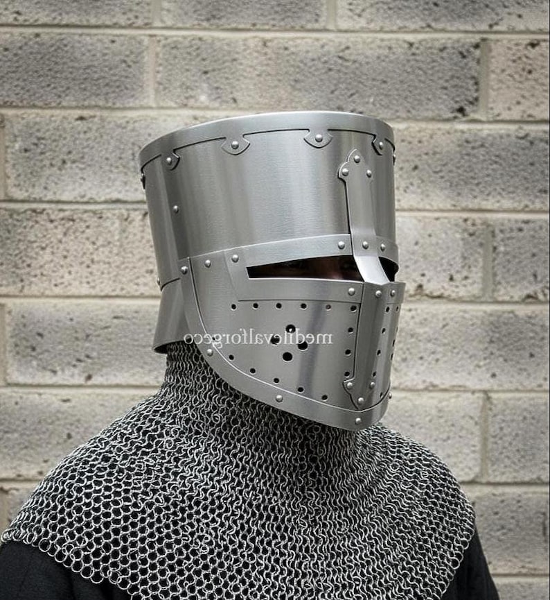 Medieval Flat Top Helmet — Century Knight Steel Crusader view 4