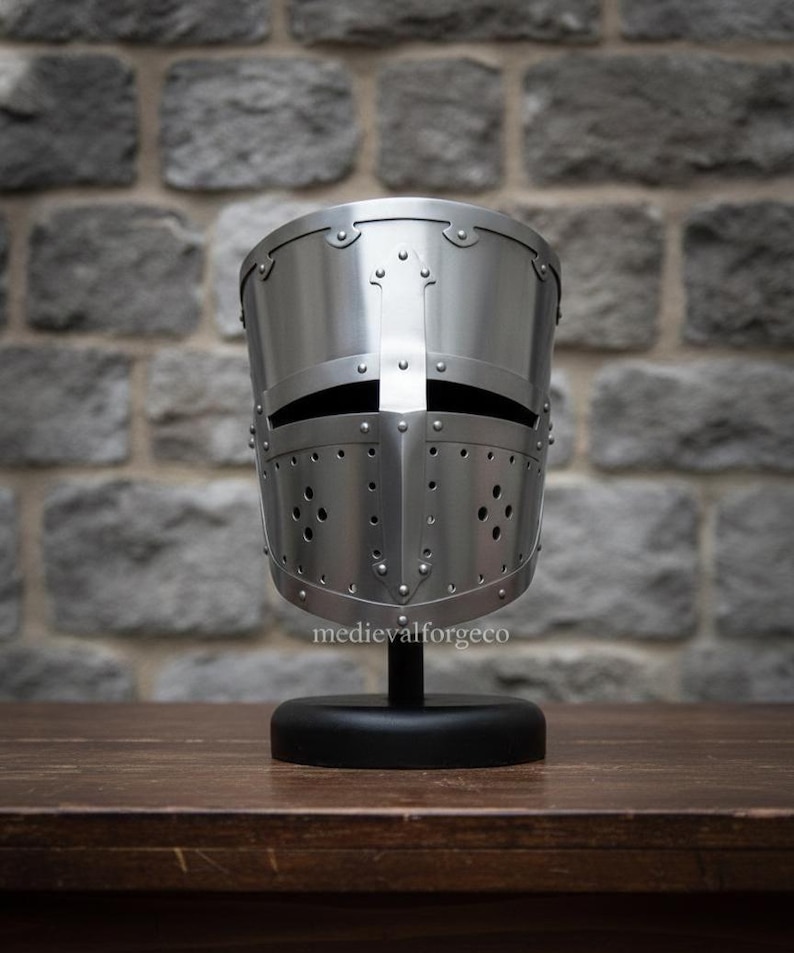Medieval Flat Top Helmet — Century Knight Steel Crusader view 5