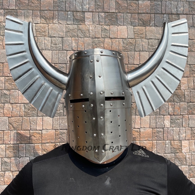 Medieval Teutonic Crest Wing Helmet with Display Stand view 3