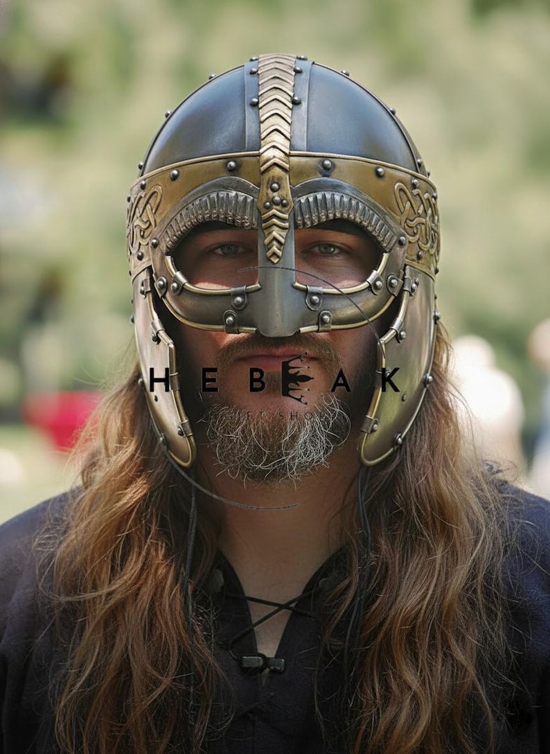Viking Steel Helmet with Chainmail — LARP Display view 2