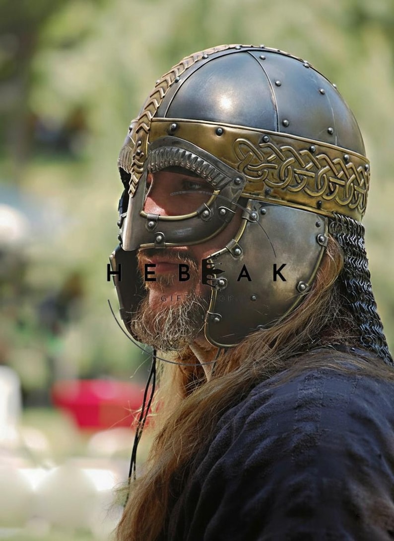 Viking Steel Helmet with Chainmail — LARP Display view 12