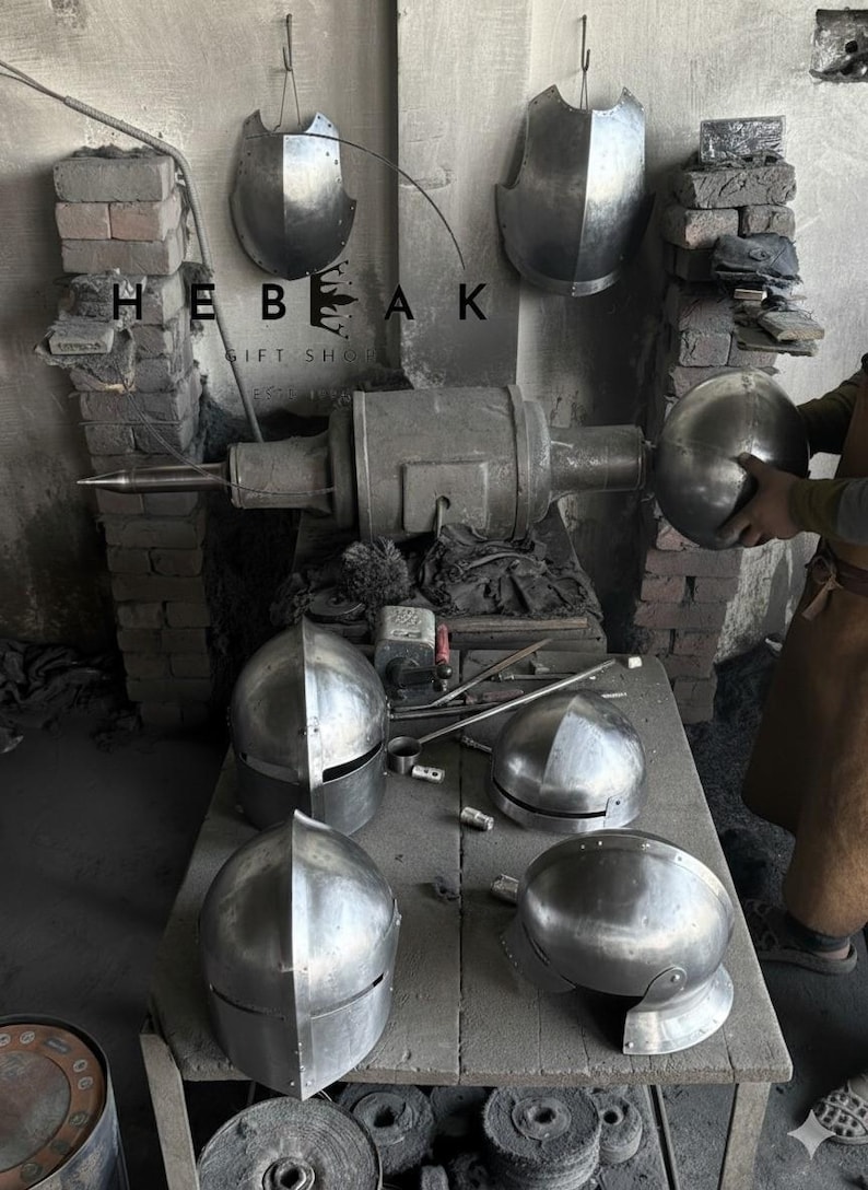 Medieval Knight Steel Great Helmet — Templar Prop view 7