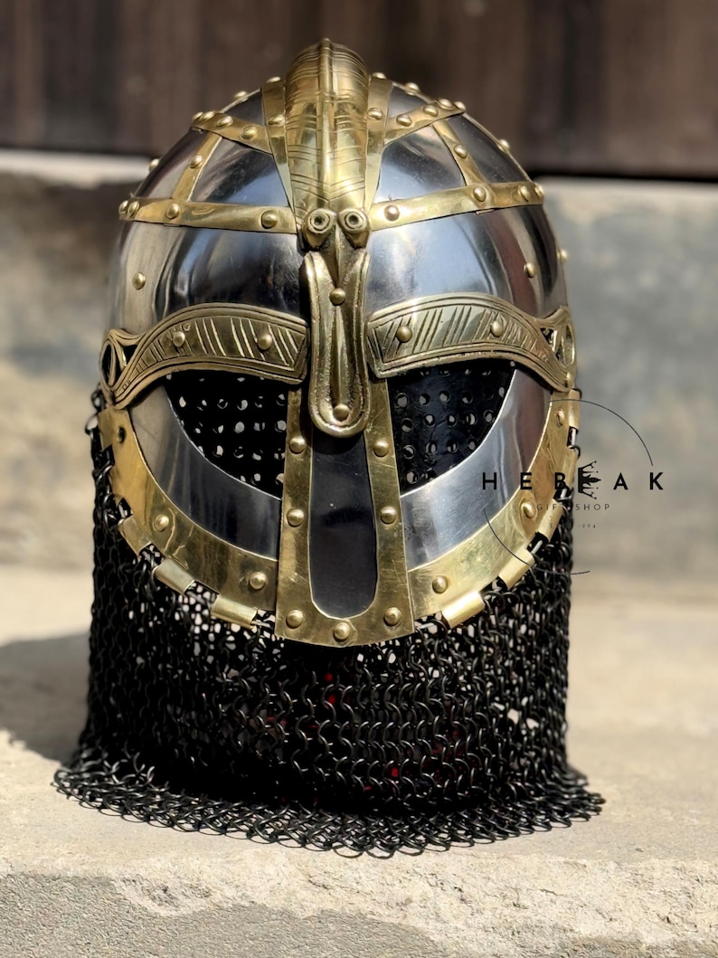 Vendel Viking Helmet — Fully Wearable Steel with Stand view 9