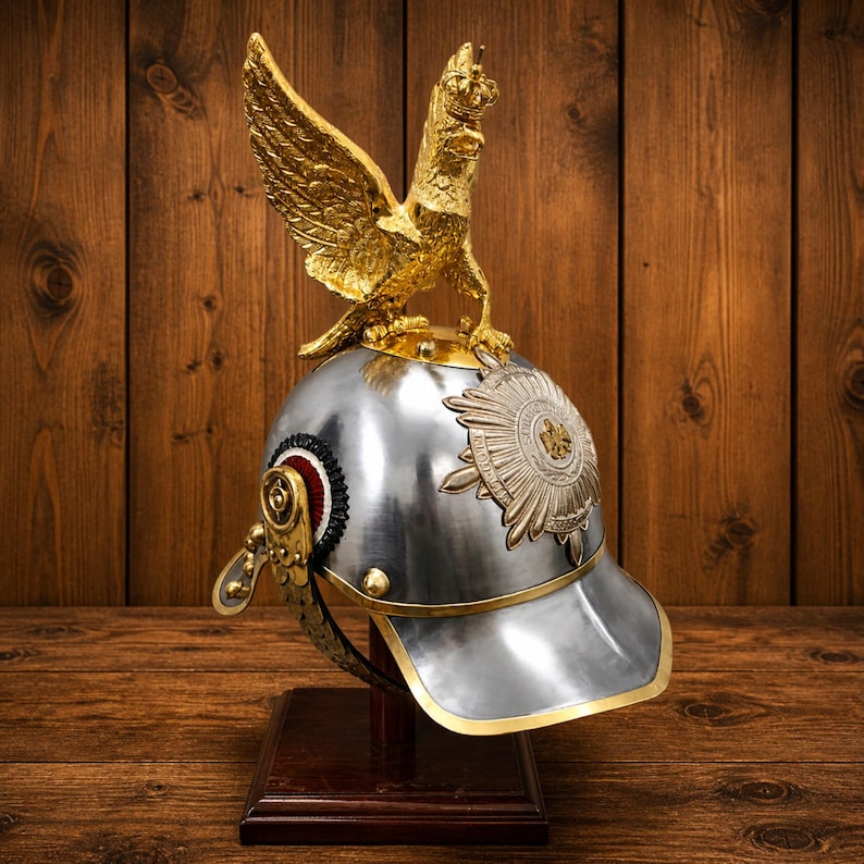 Imperial German Pickelhaube Helmet — Prussian Eagle Crest view 2