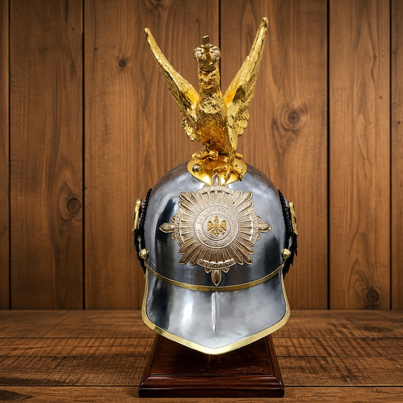 Imperial German Pickelhaube Helmet — Prussian Eagle Crest view 6
