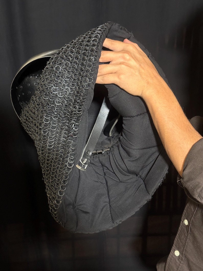 Bascinet Helmet with Chainmail Aventail — Gothic Knight view 6