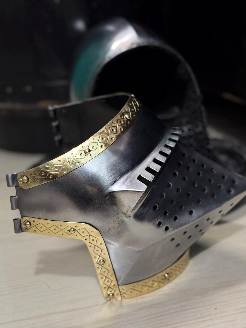 Bascinet Pig Face Helmet — Viking Knight Chainmail view 5