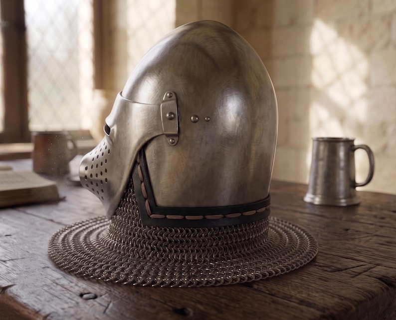 Hounskull Bascinet Knight Helmet — Heavy Gauge Chainmail view 8