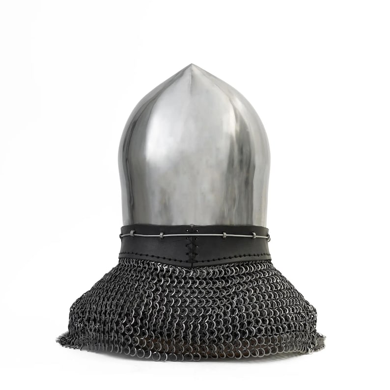 Bascinet Clapvisor Cross Chainmail — 16-Gauge Crusader view 5
