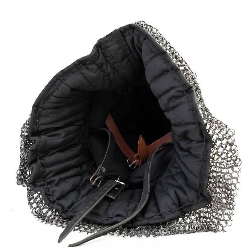 Knight Bascinet Helmet with Chainmail Coif — Crusader view 7