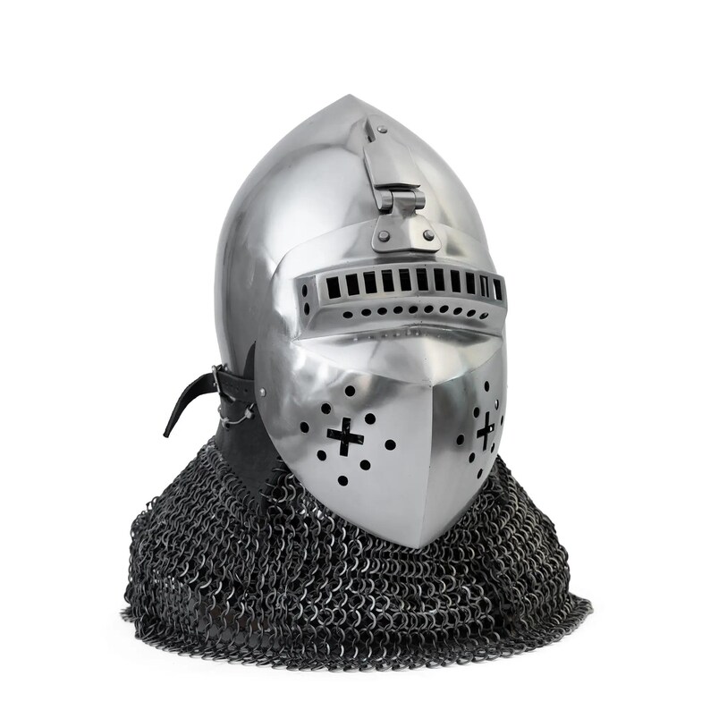 Templar Buhurt Knight Helmet — 16-Gauge Crusader view 8