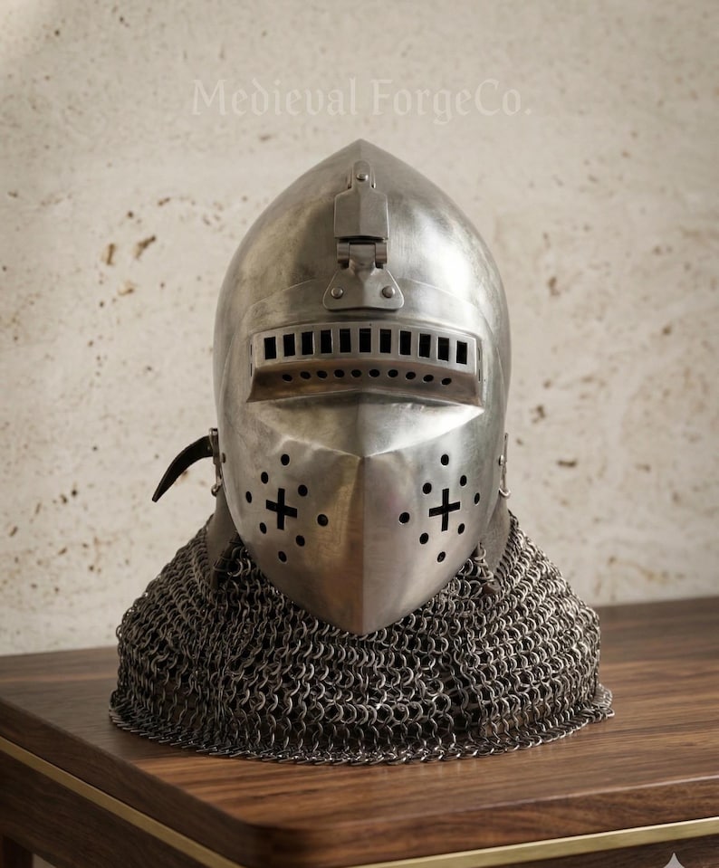 Templar Buhurt Knight Helmet — 16-Gauge Crusader view 12