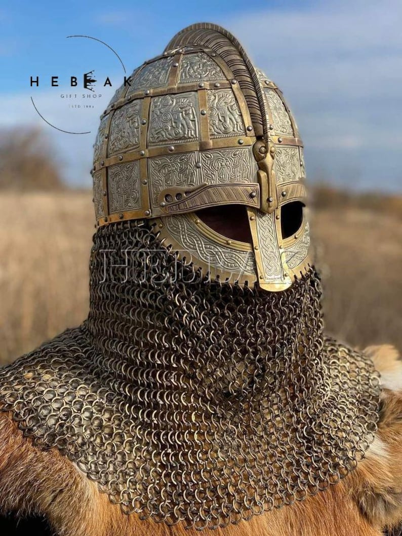 Viking Sutton Hoo Helmet — Norse Armor with Chainmail view 6