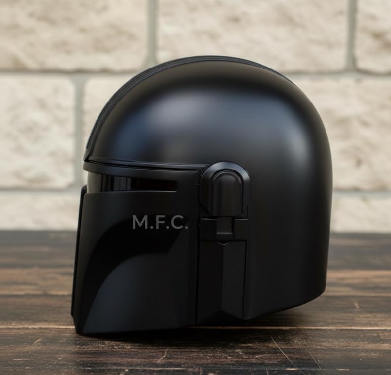 Sci-Fi Mandalorian Matte Black Helmet — Cosplay Prop view 2