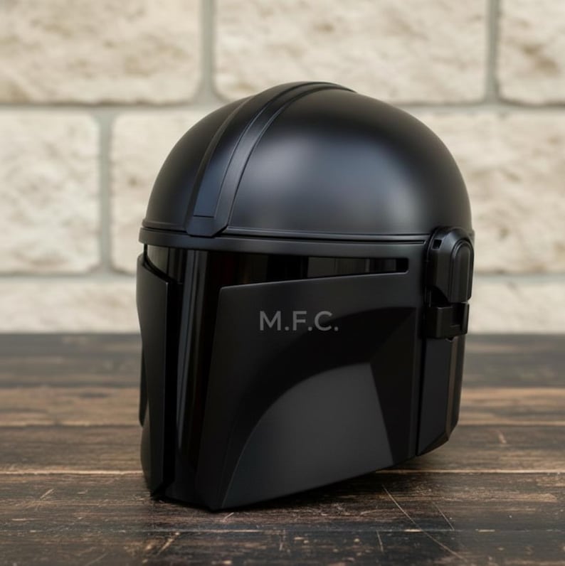 Sci-Fi Mandalorian Matte Black Helmet — Cosplay Prop view 5