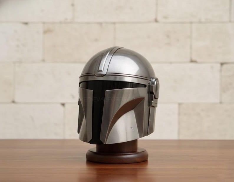 Mandalorian Beskar Helmet — Gold Steel view 2