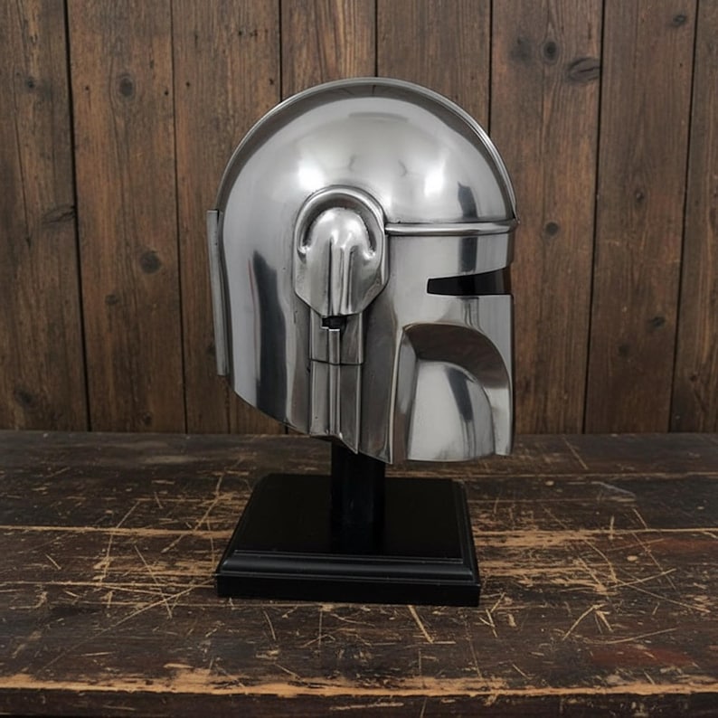 Mandalorian Helmet with Wooden Stand view 5