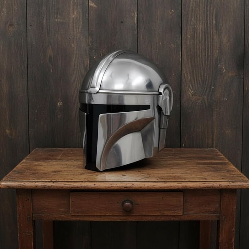Mandalorian Helmet with Wooden Stand view 6