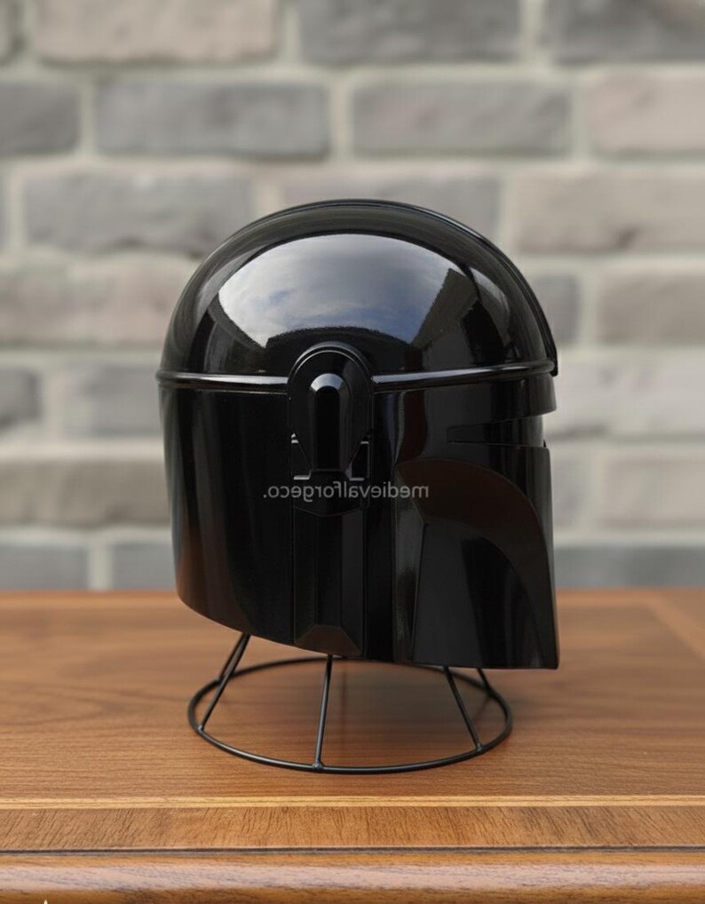 Mandalorian Black Helmet — Space Warrior Display view 5