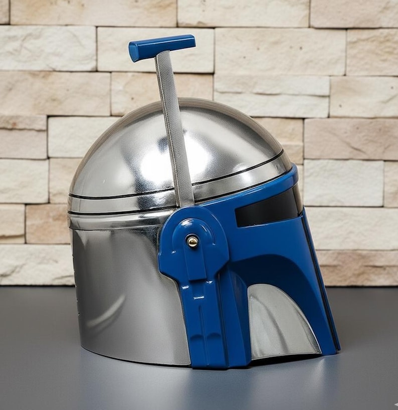 Mandalorian Costume Helmet — Blue and Silver view 2
